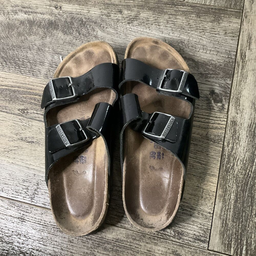 Birkenstock Arizona Shoes Womens 8 Black  Double Strap Sandals